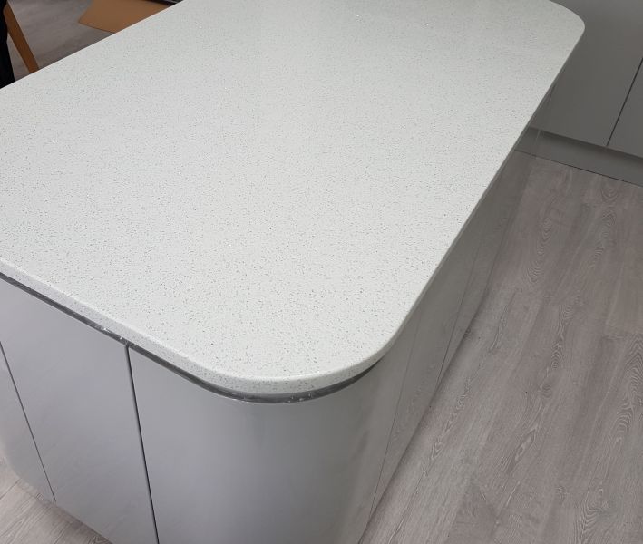 White Sparkle Quartz Worktops: Swipe To View More Images