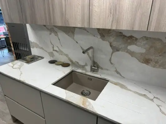 Click Here To Enlarge This Photo Of Calacatta Sahara Quartz Kitchen Worktop In Wollaton&comma; Nottingham