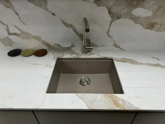 Click Here To Enlarge This Photo Of Calacatta Sahara Quartz Kitchen Worktop In Wollaton&comma; Nottingham