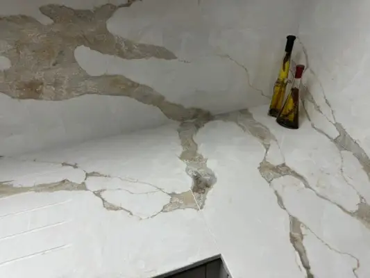 Click Here To Enlarge This Photo Of Calacatta Sahara Quartz Kitchen Worktop In Wollaton&comma; Nottingham